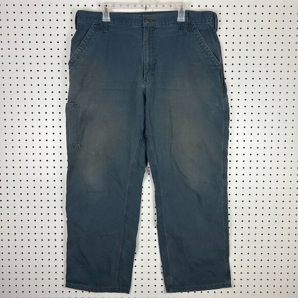 Carhartt Carpenter Navy Blue Faded Work Pants‎ Size 40x30 Grunge Wide Leg Loose - Picture 5 of 7
